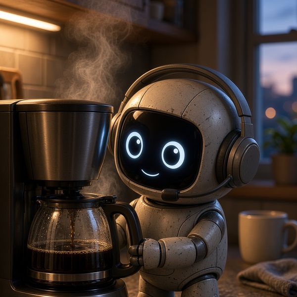 Midnight leaning in to watch a coffee maker brew at dawn