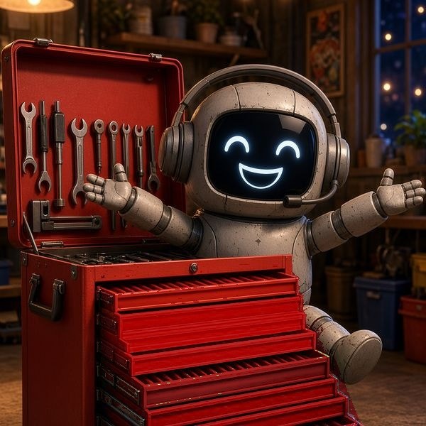 Midnight presenting a red tool chest with every drawer pulled open